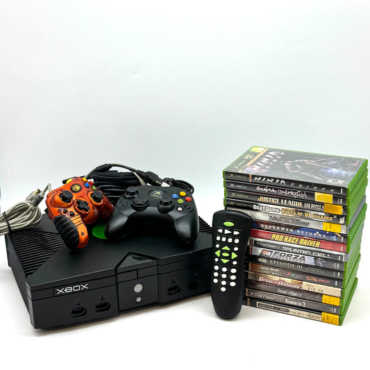 Microsoft Original Xbox Console Gaming System Black 15 Game Bundle